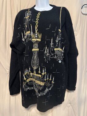 Vintage Cedars Beaded Embellished Chandelier Sweater Medium